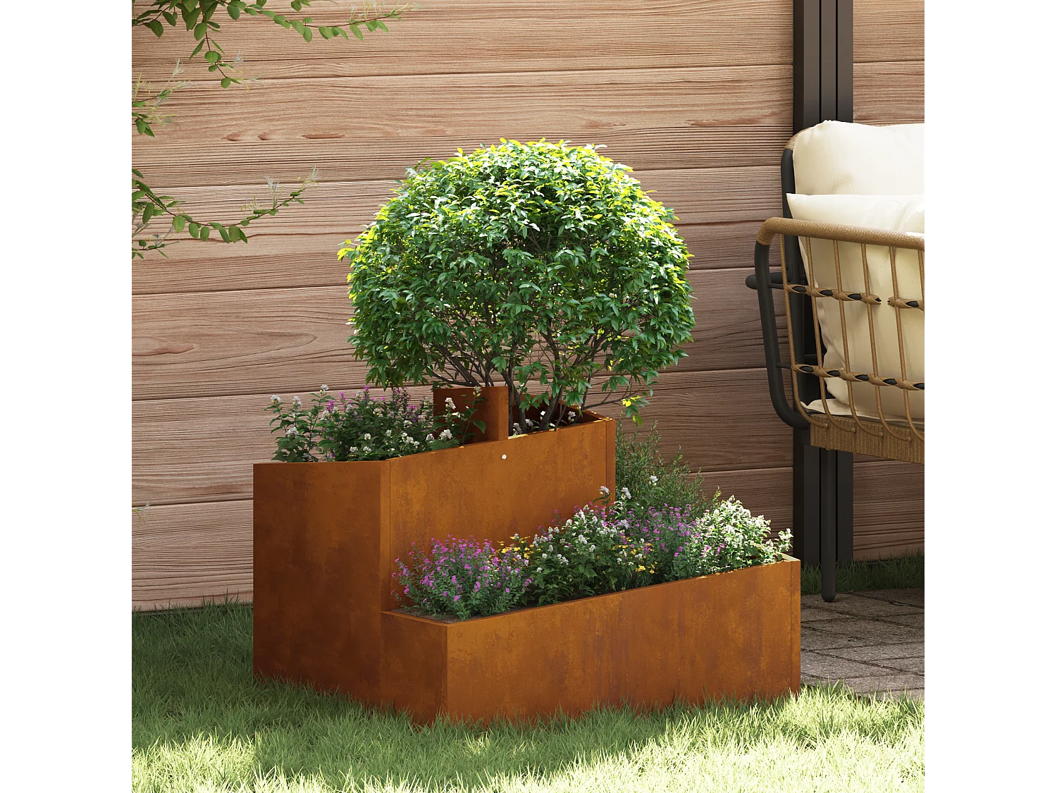 Pots & Jardinières Acier Corten Moyen Durable Pot en métal