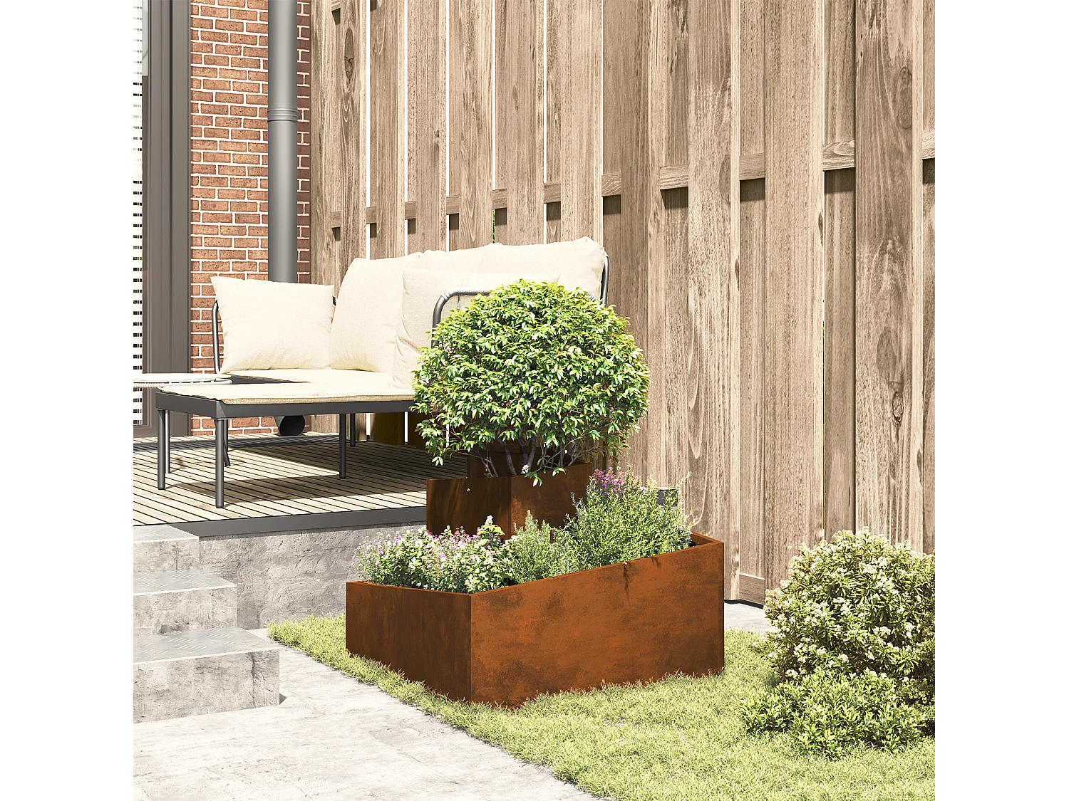 Pots & Jardinières Acier Corten Moyen Durable Pot en métal
