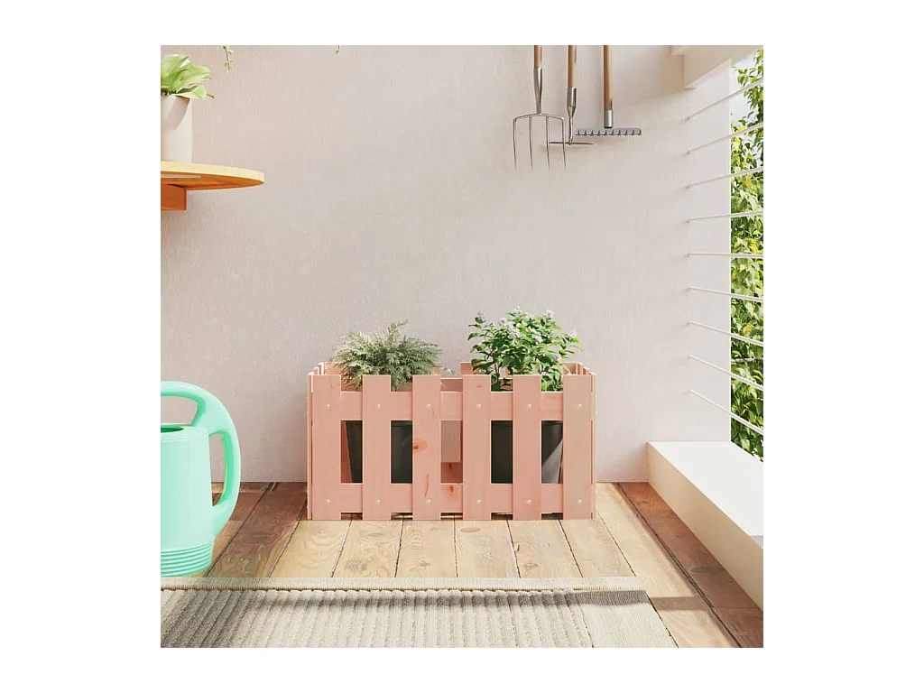 Plantenbak met schuttingmotief 60x30x30 cm massief Douglasspar