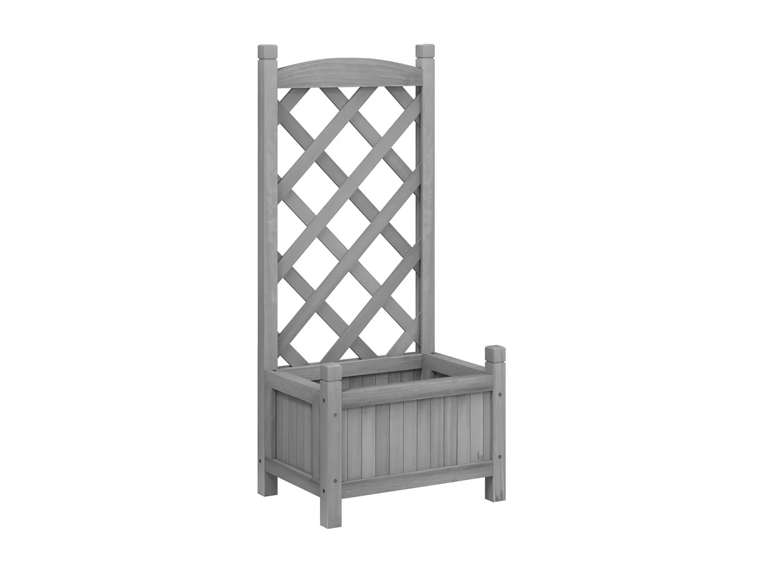 Jardinera con enrejado gris de madera maciza de abeto