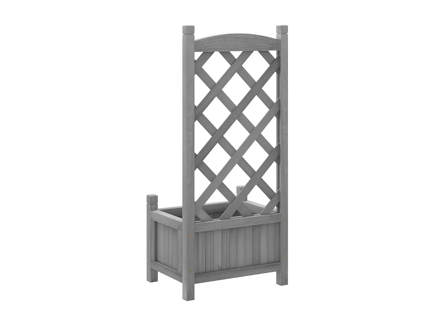 Jardinera con enrejado gris de madera maciza de abeto