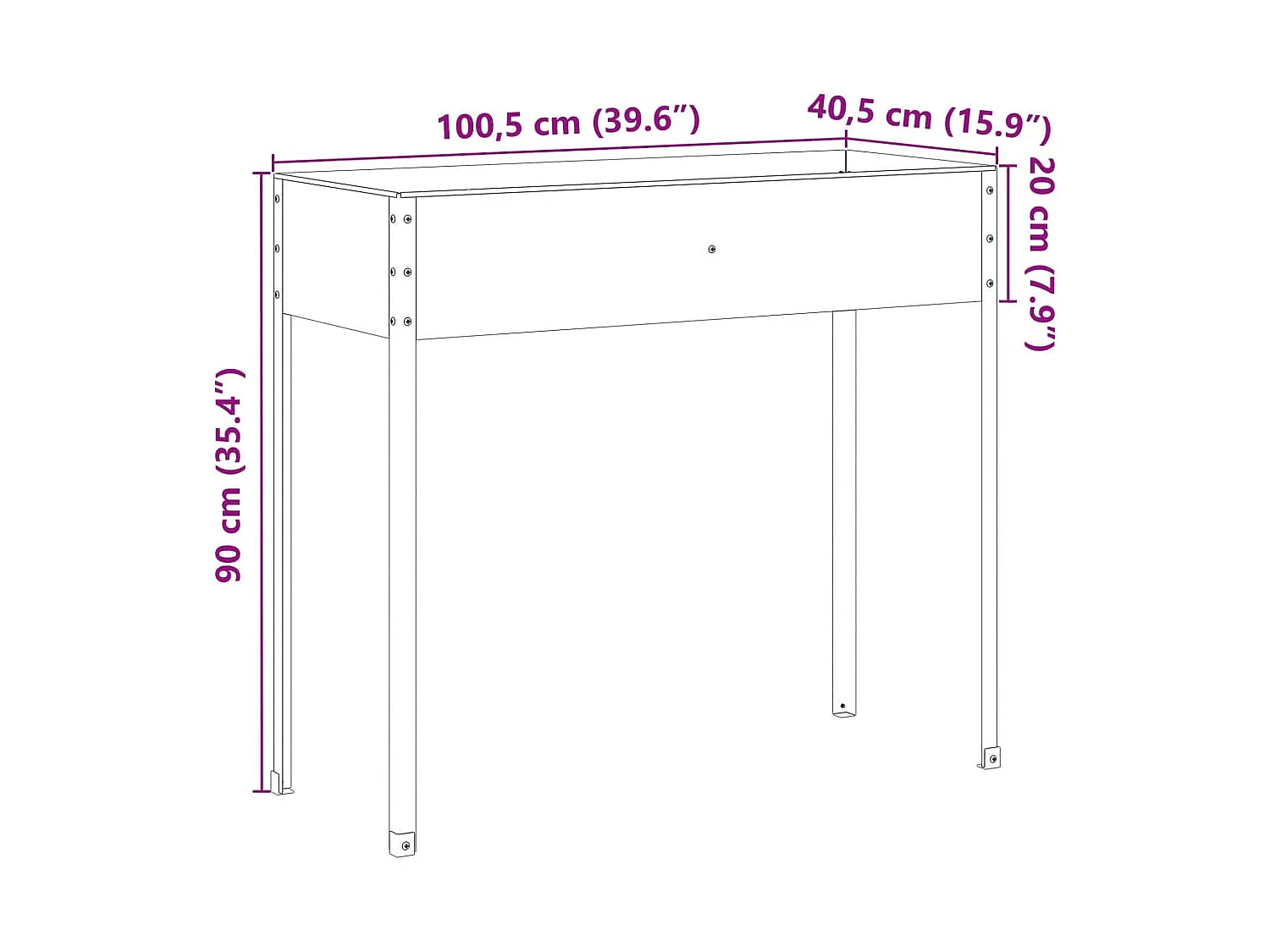 Plantenbak 100,5x40,5x90 cm weerbestendig staal