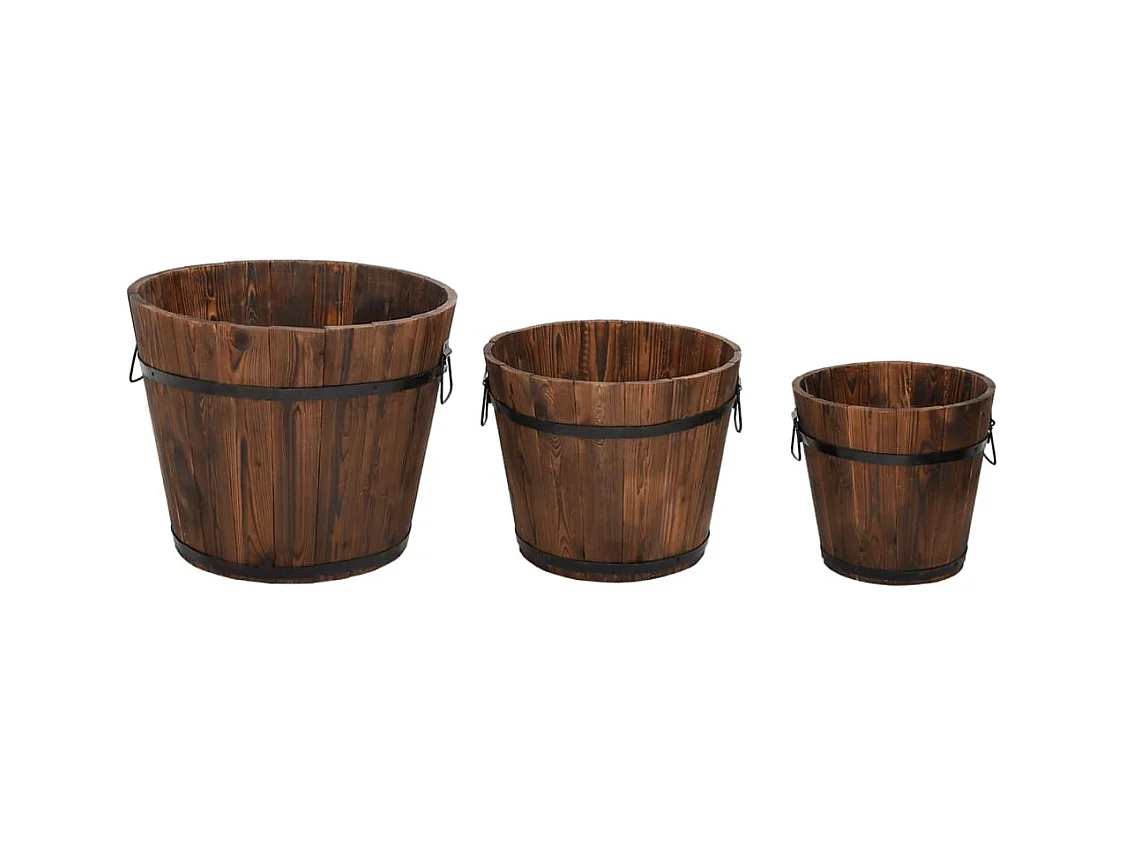 Ensemble de jardinière godet 3 pcs bois massif de sapin