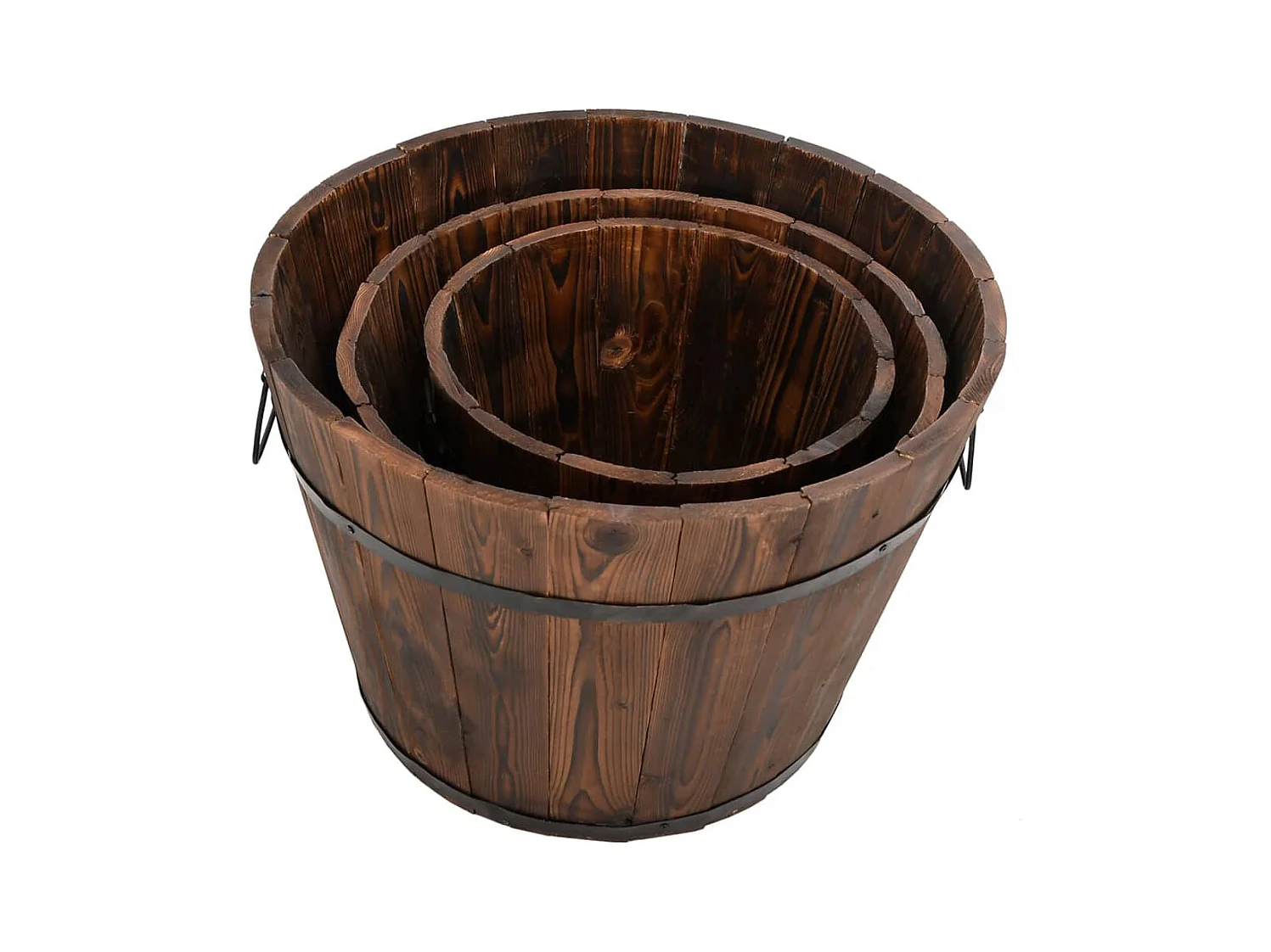 Ensemble de jardinière godet 3 pcs bois massif de sapin