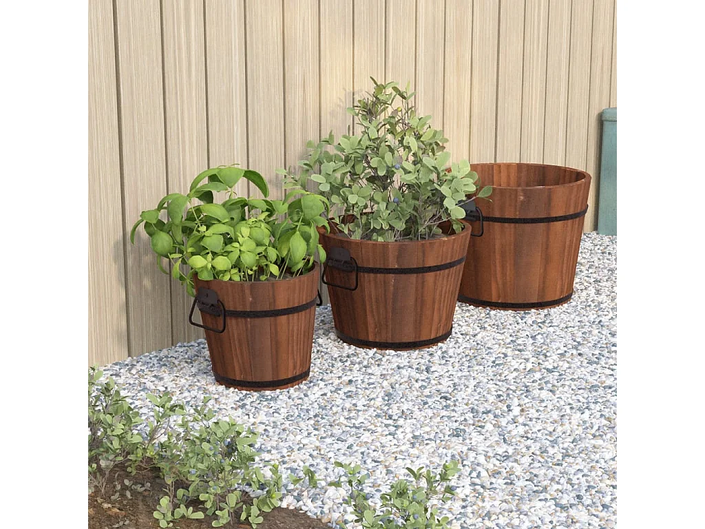Ensemble de jardinière godet 3 pcs bois massif de sapin