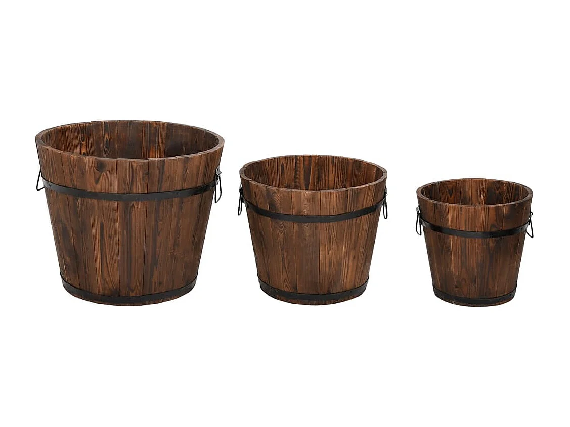 Ensemble de jardinière godet 3 pcs bois massif de sapin
