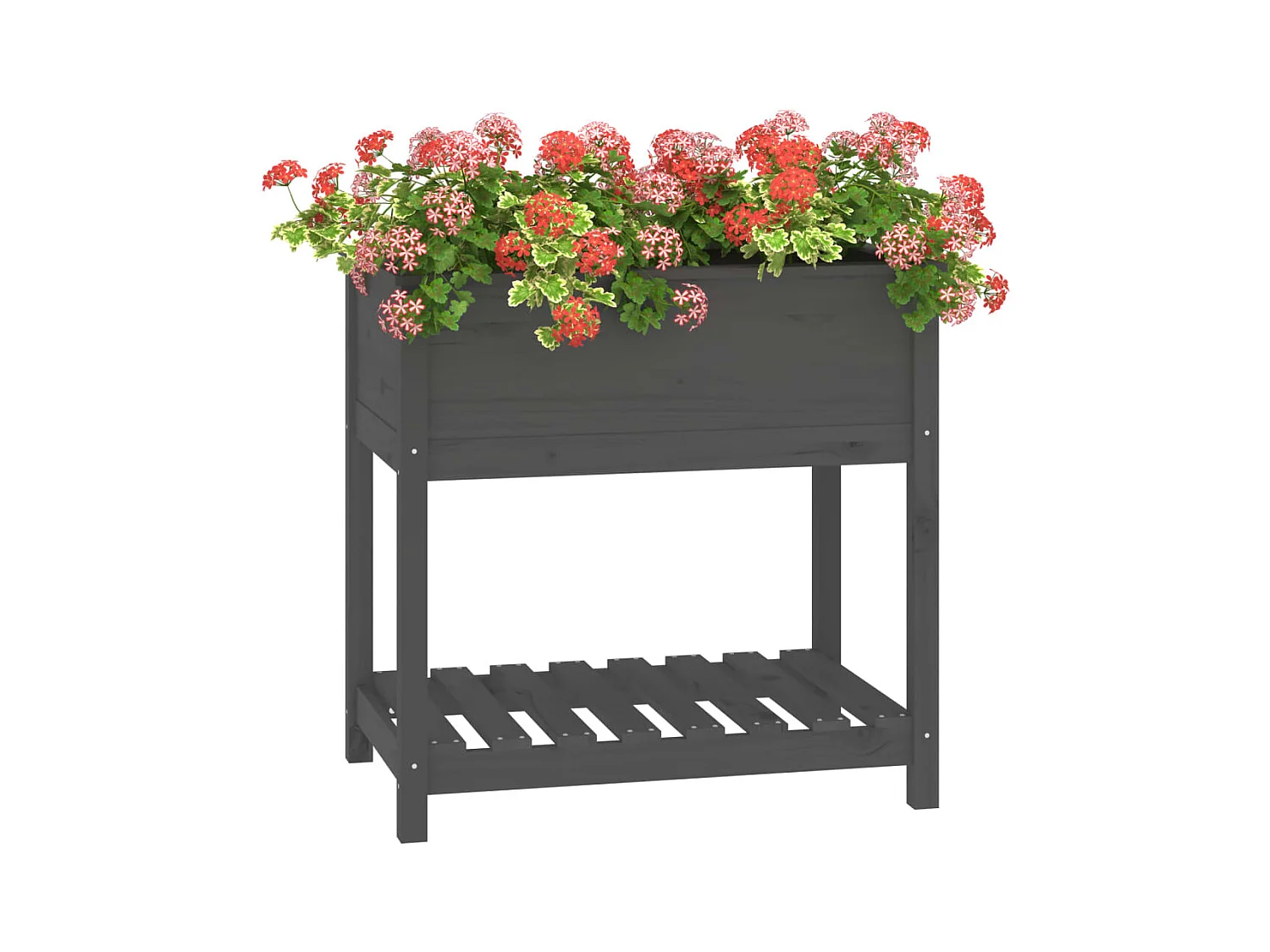 Jardinière avec étagère Gris 82,5x54x81 cm Bois massif de pin