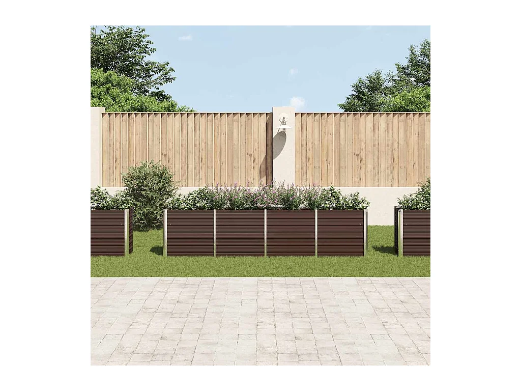 Jardinière 320x40x77 cm Acier galvanisé Marron