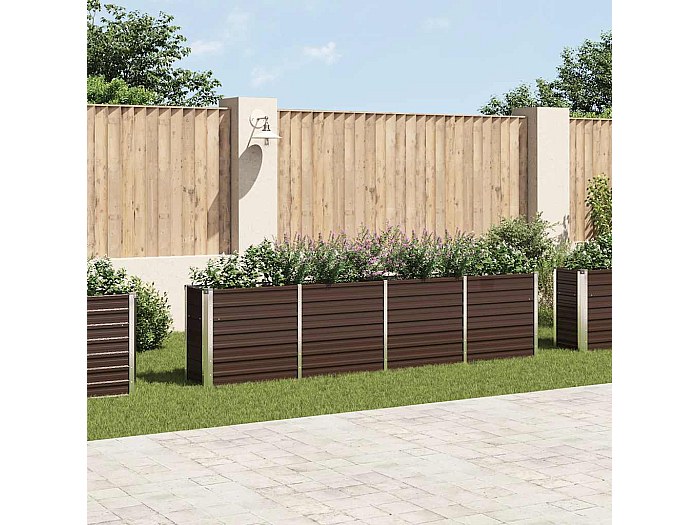 Jardinière Rectangulaire Acier Galvanisé 320x40x77 Cm Gris – Lit Surélevé Grand Format Pour Balcon & Jardin