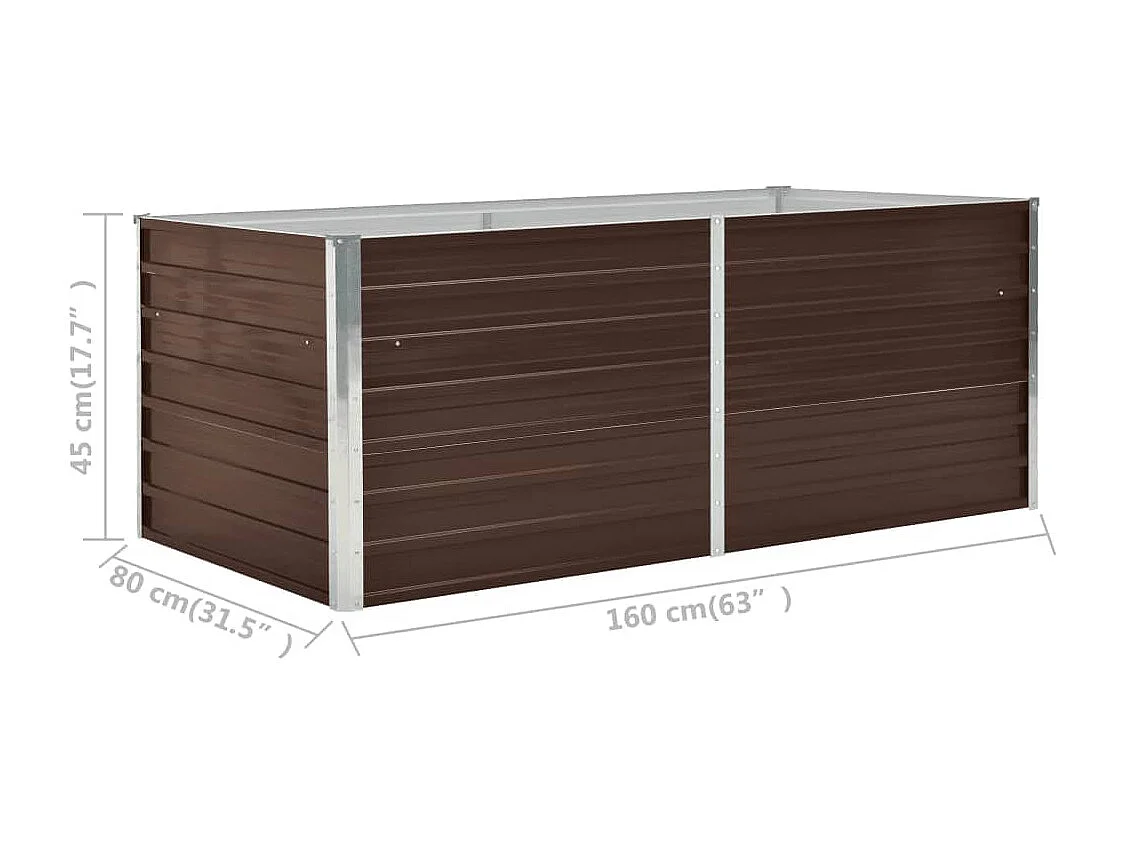 Jardinière 160 x 80 x 45 cm Acier galvanisé Marron