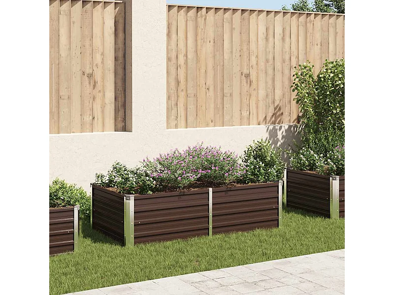 Jardinière 160 x 80 x 45 cm Acier galvanisé Marron