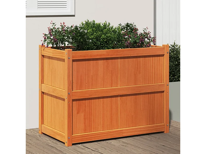 Jardinera de cera marrón 90x50x70 cm madera maciza de pino