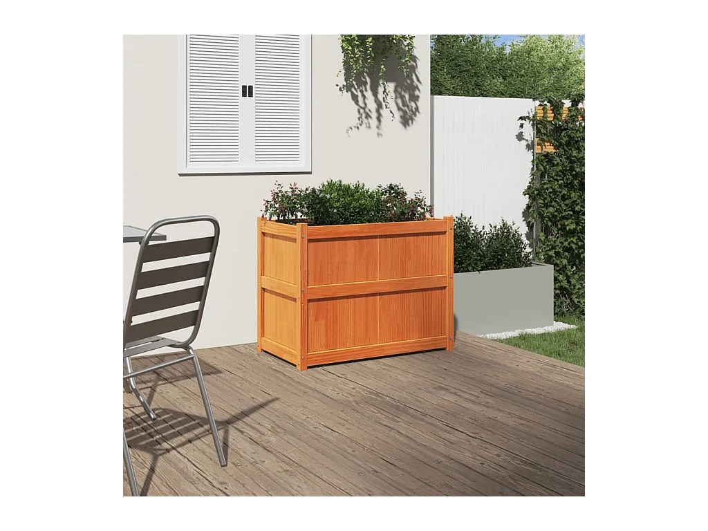 Bruine was plantenbak 90x50x70 cm massief grenenhout