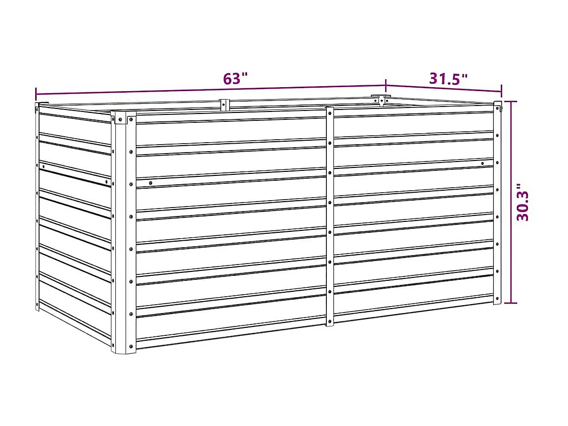 Jardinière 160 x 80 x 77 cm Acier galvanisé Vert