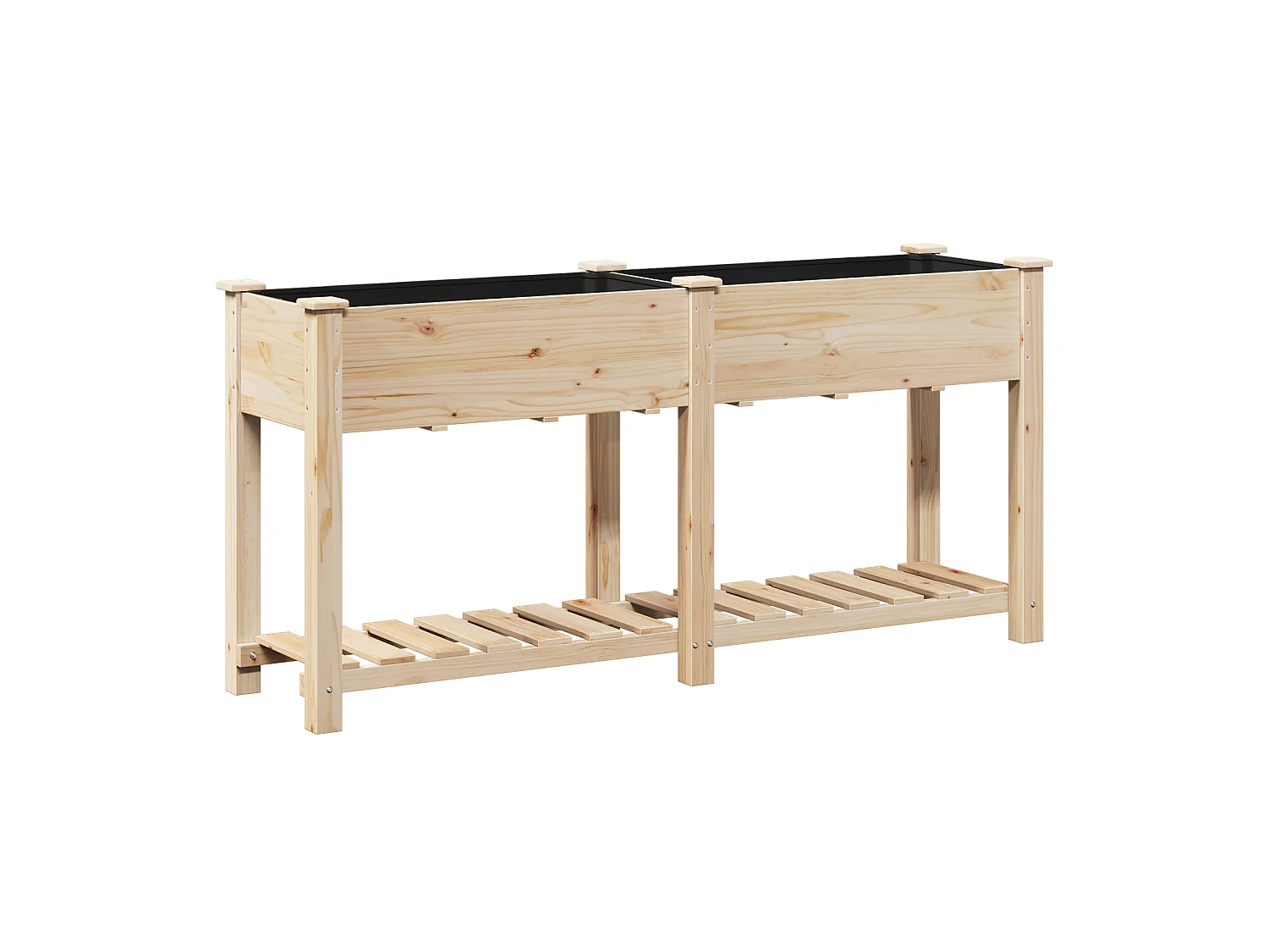 Jardinière avec étagère 161x43x76 cm en bois massif de sapin