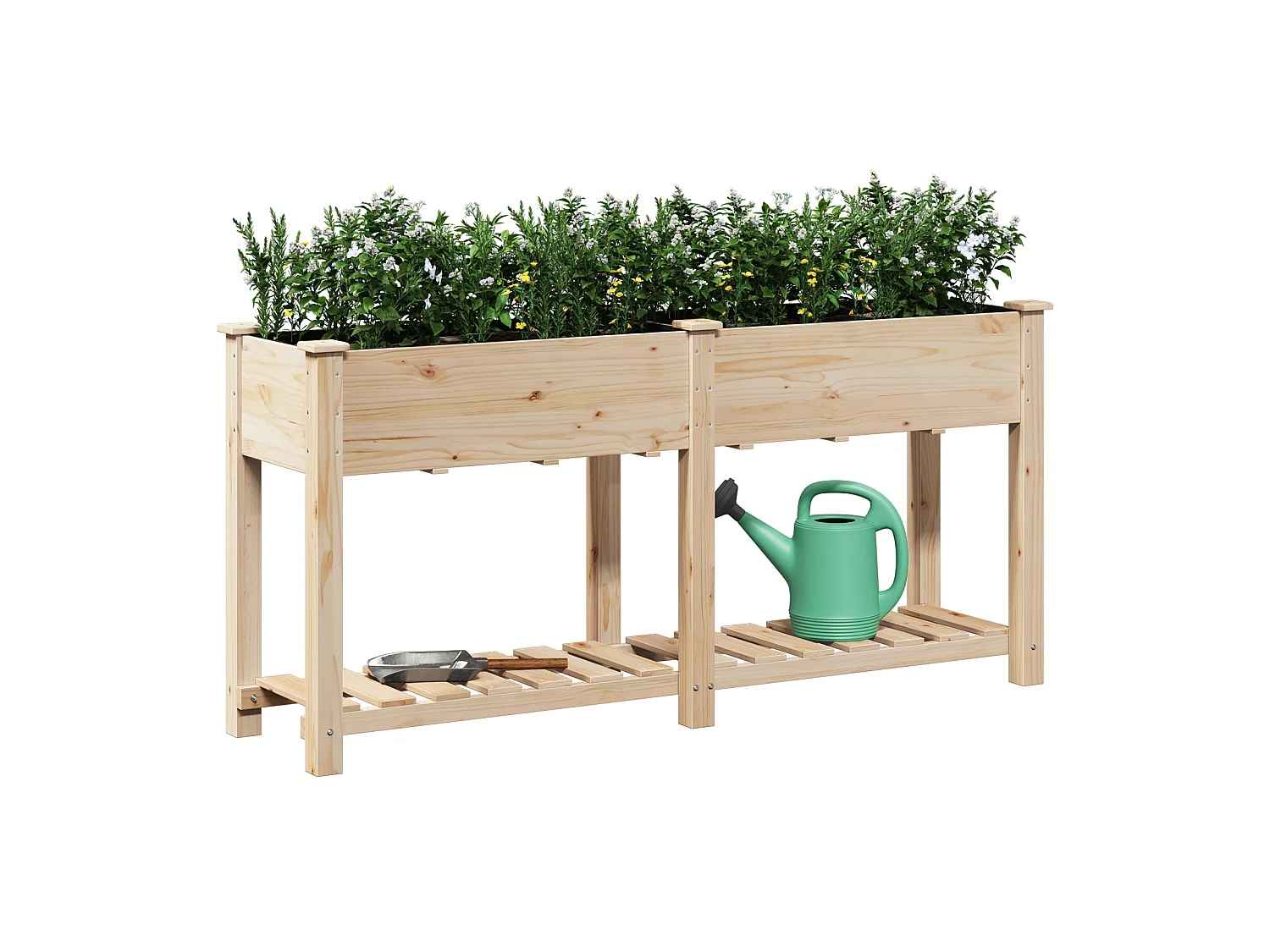 Jardinière avec étagère 161x43x76 cm en bois massif de sapin