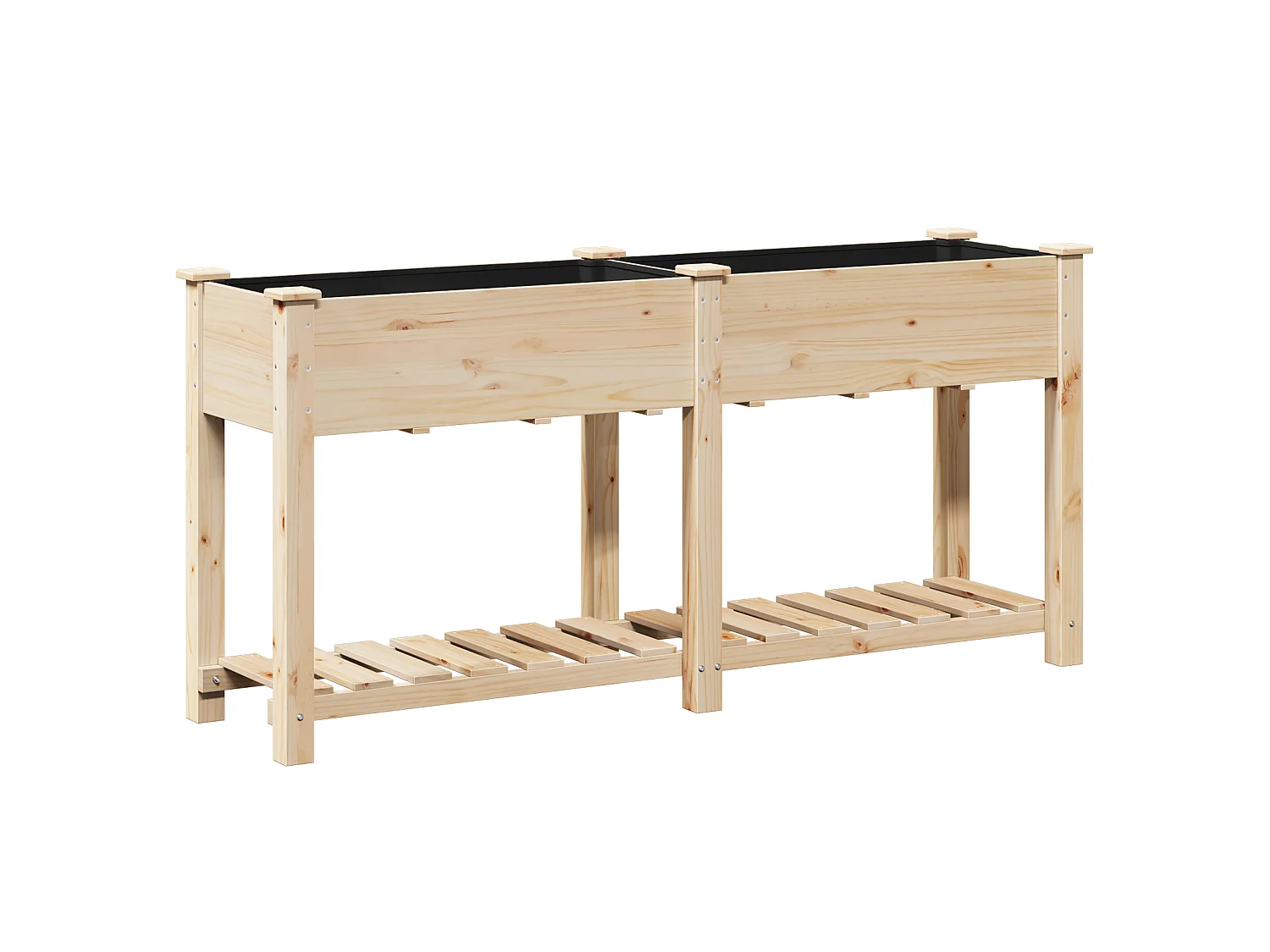 Jardinière avec étagère 161x43x76 cm en bois massif de sapin