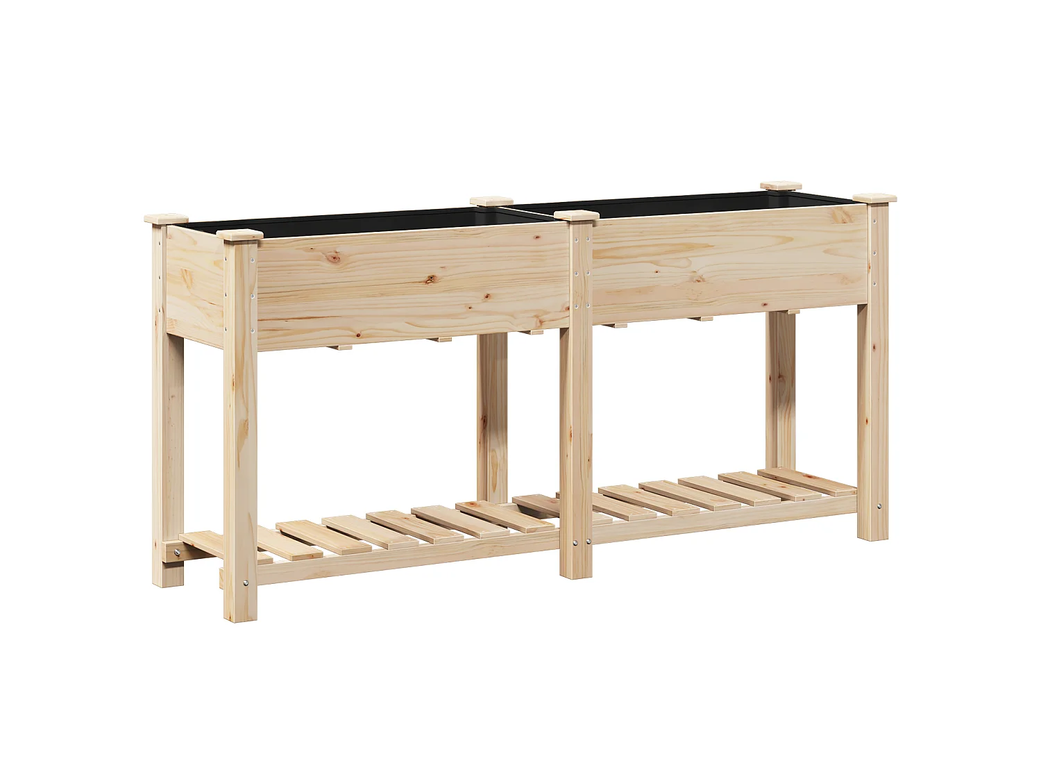 Jardinière avec étagère 161x43x76 cm en bois massif de sapin