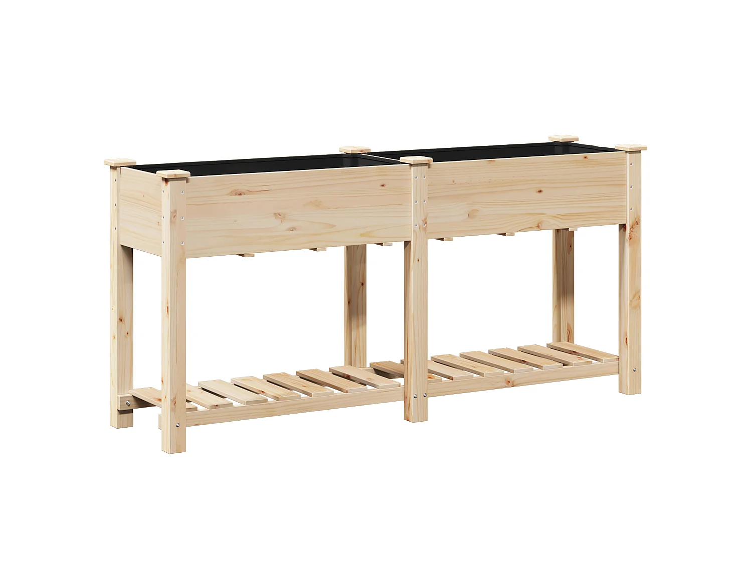 Jardinière avec étagère 161x43x76 cm en bois massif de sapin