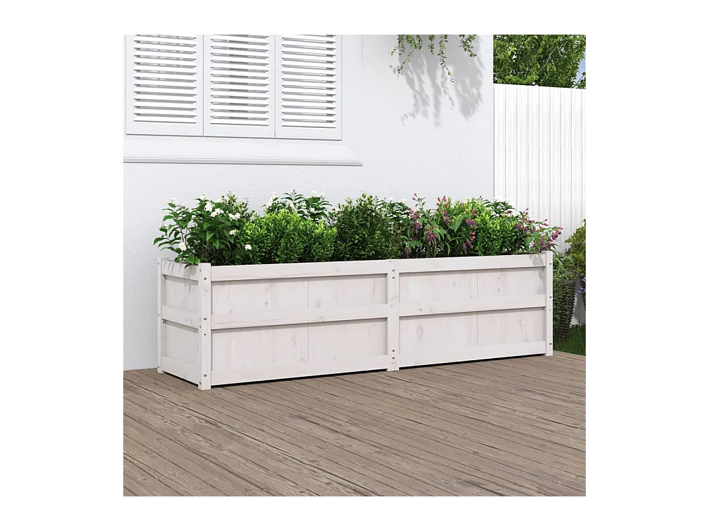 Jardinière blanc 180x50x50 cm bois de pin massif