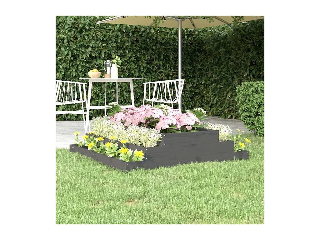 Jardinière Gris 110x110x27 cm Bois massif de pin