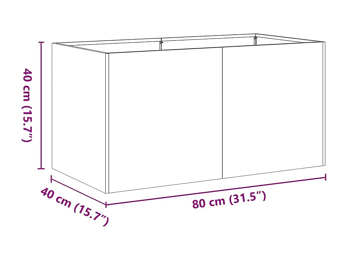 Jardinière anthracite 80x40x40 cm acier laminé à froid