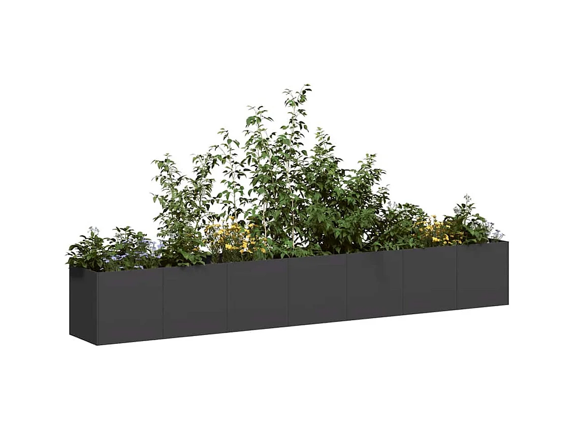 Jardinière noir 280x40x40 cm acier laminé à froid