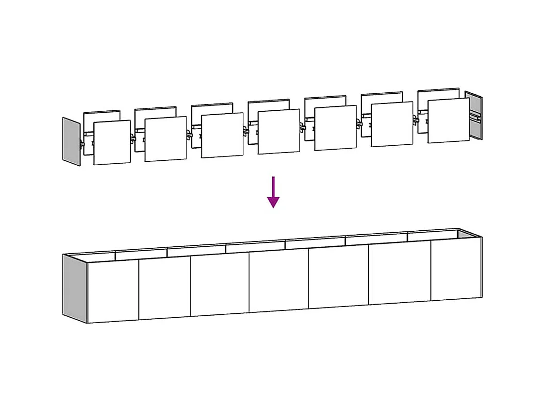 Jardinière noir 280x40x40 cm acier laminé à froid