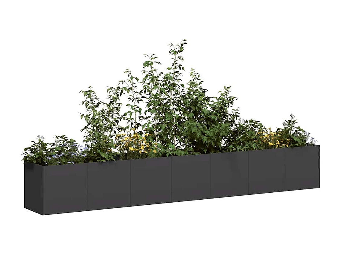 Zwarte plantenbak 280x40x40 cm koudgewalst staal