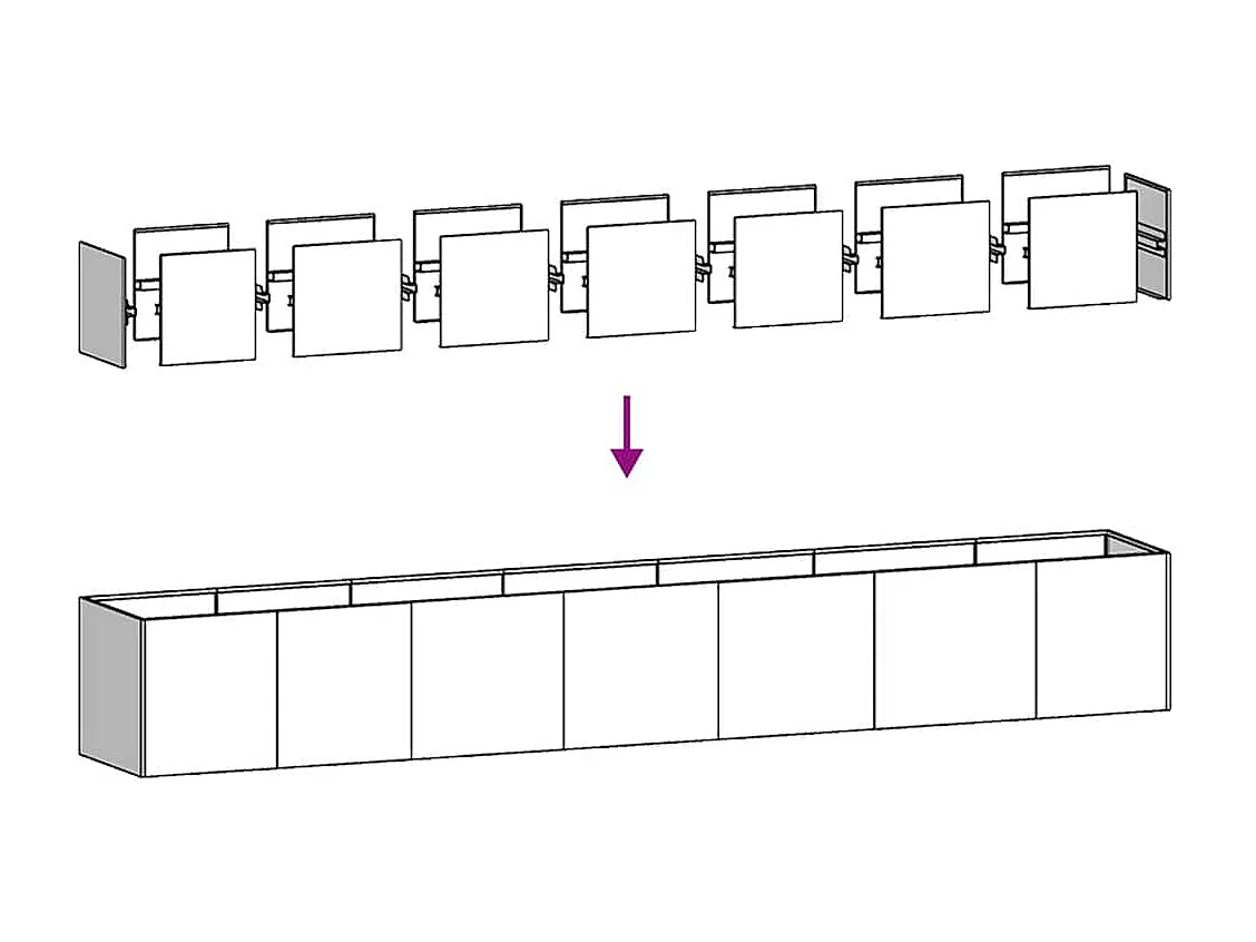 Zwarte plantenbak 280x40x40 cm koudgewalst staal