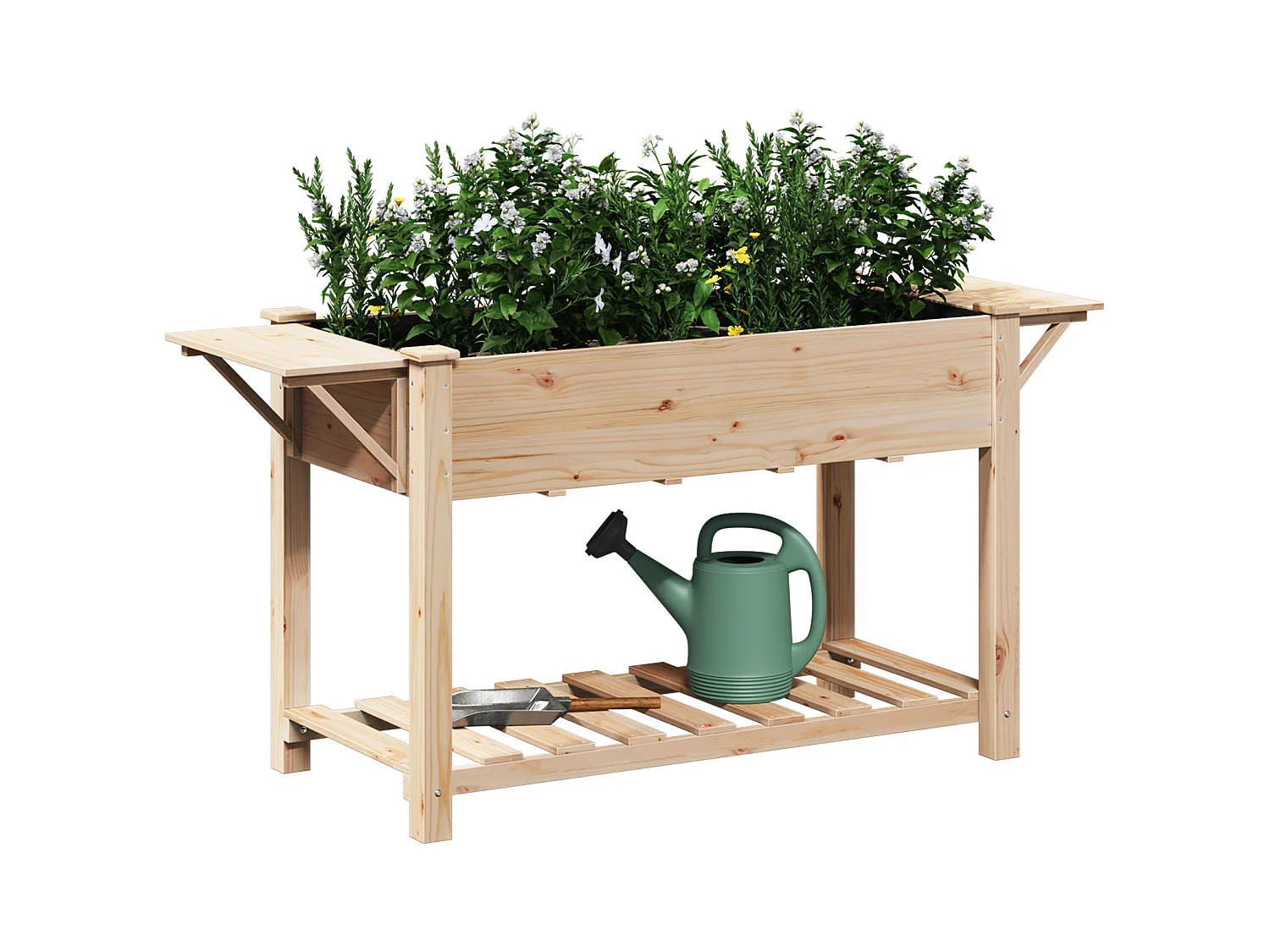 Plantenbak met planken 155x59x76 cm van massief grenenhout