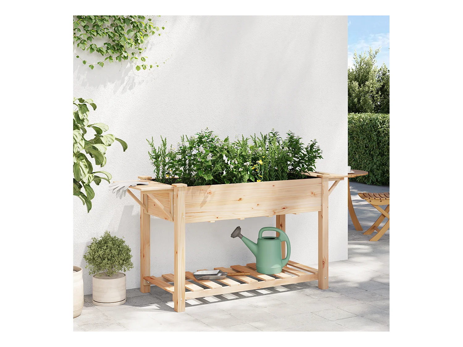 Plantenbak met planken 155x59x76 cm van massief grenenhout