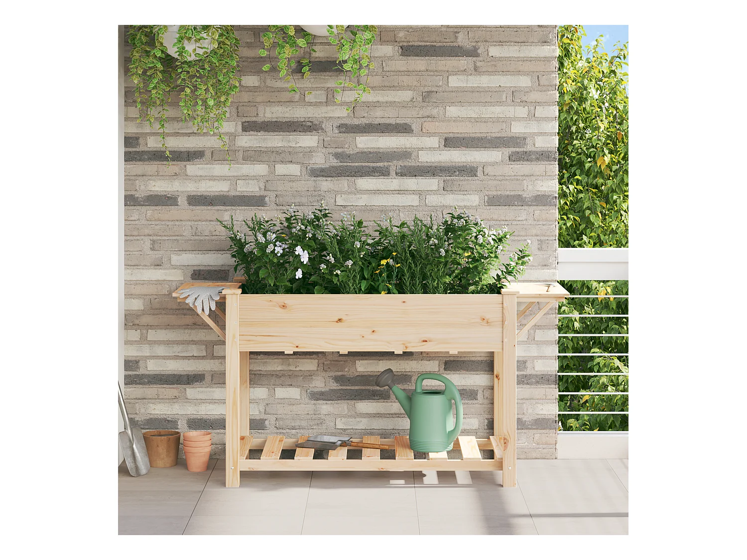Jardinière avec étagères 155x59x76 cm en bois de pin massif
