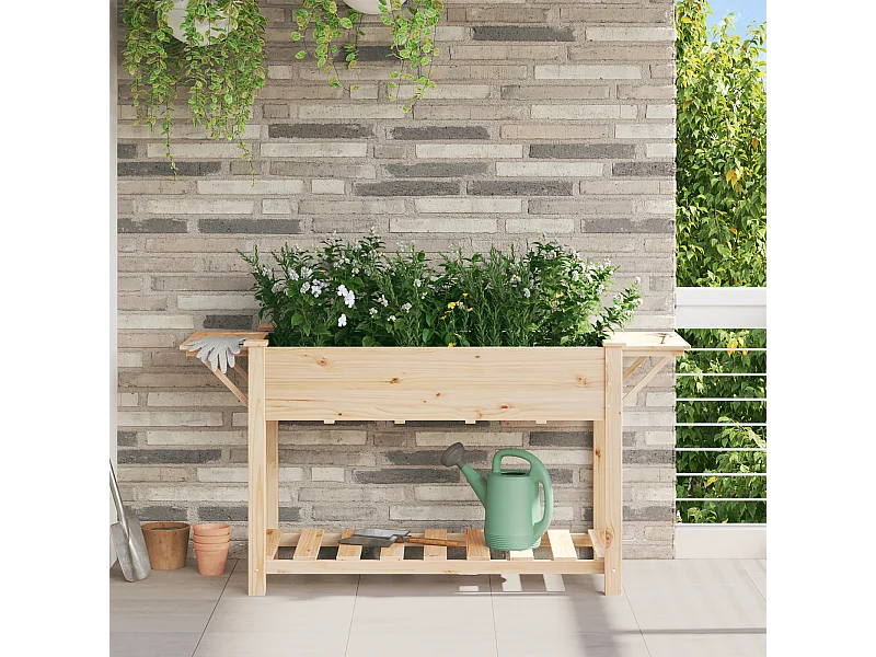 Pflanzkübel mit Regalen 155x59x76 cm aus massivem Kiefernholz