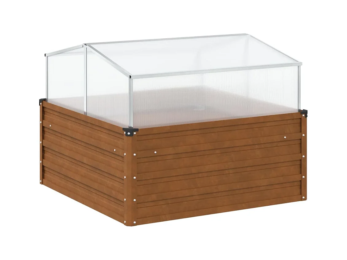 Tuinbak met kas van weerbestendig staal