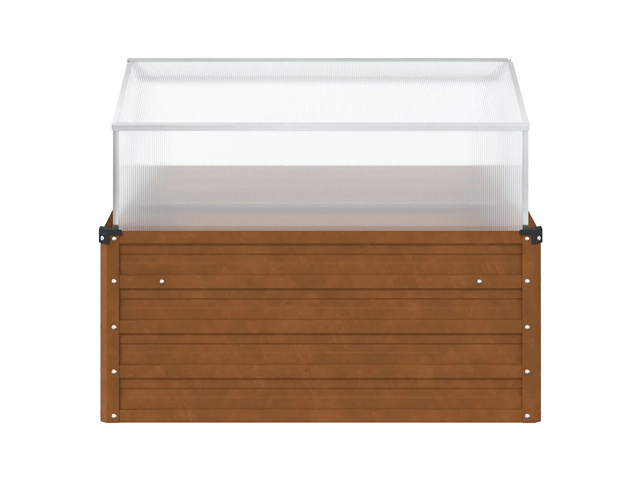 Tuinbak met kas van weerbestendig staal