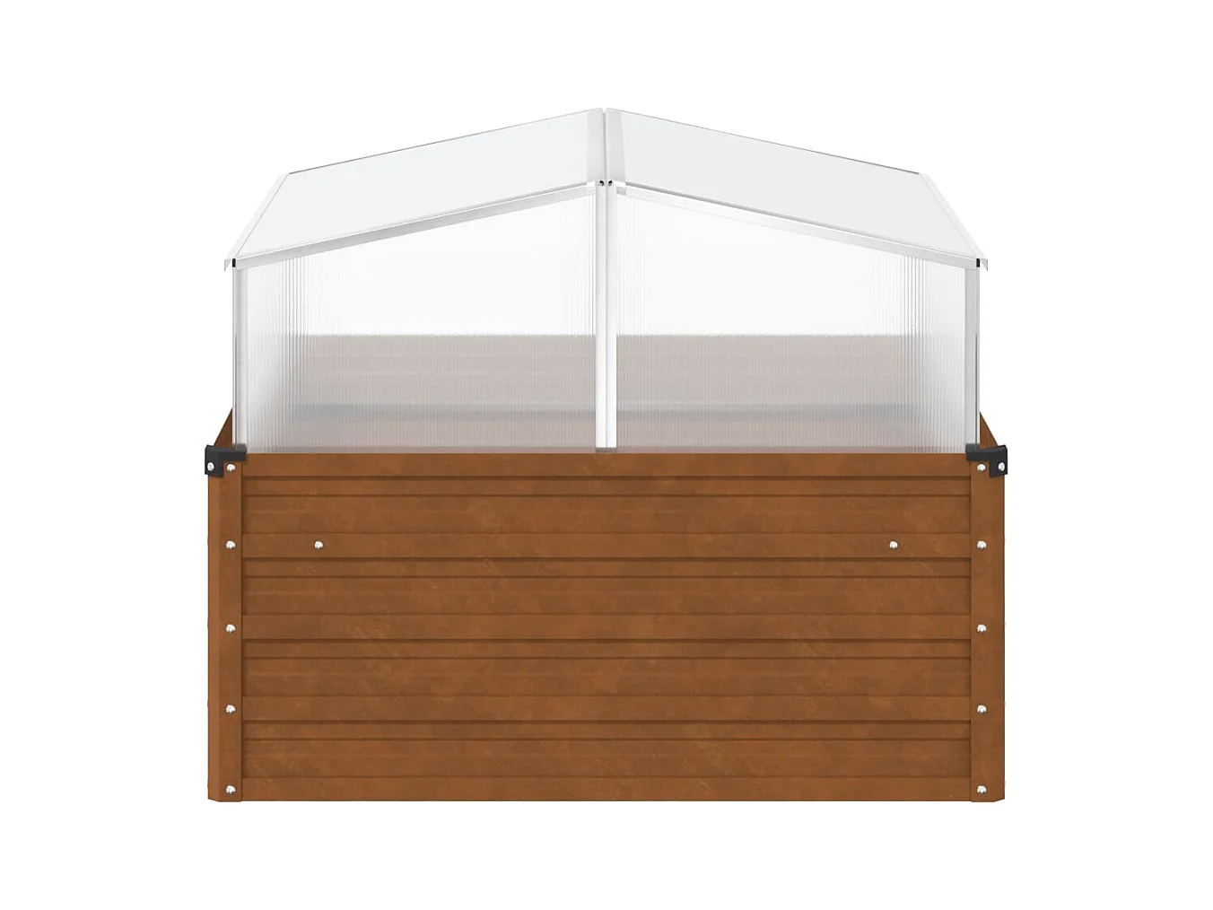 Tuinbak met kas van weerbestendig staal