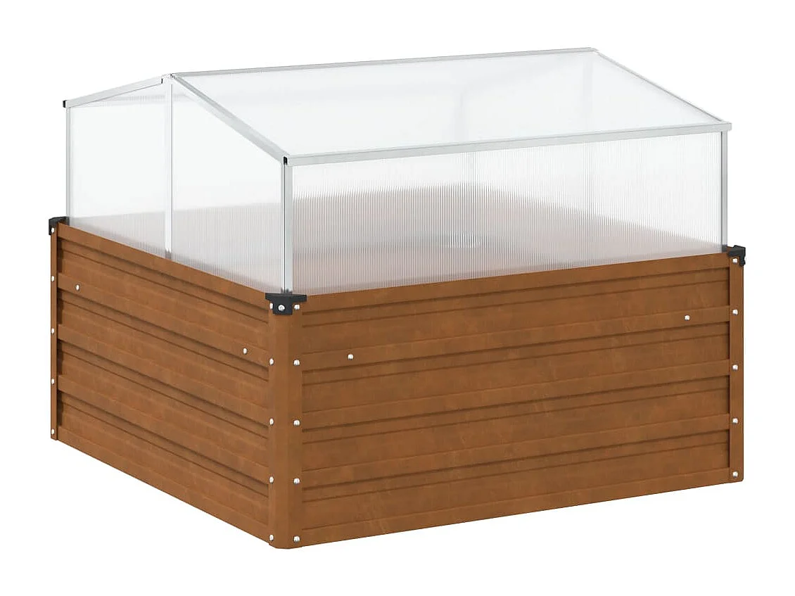 Tuinbak met kas van weerbestendig staal