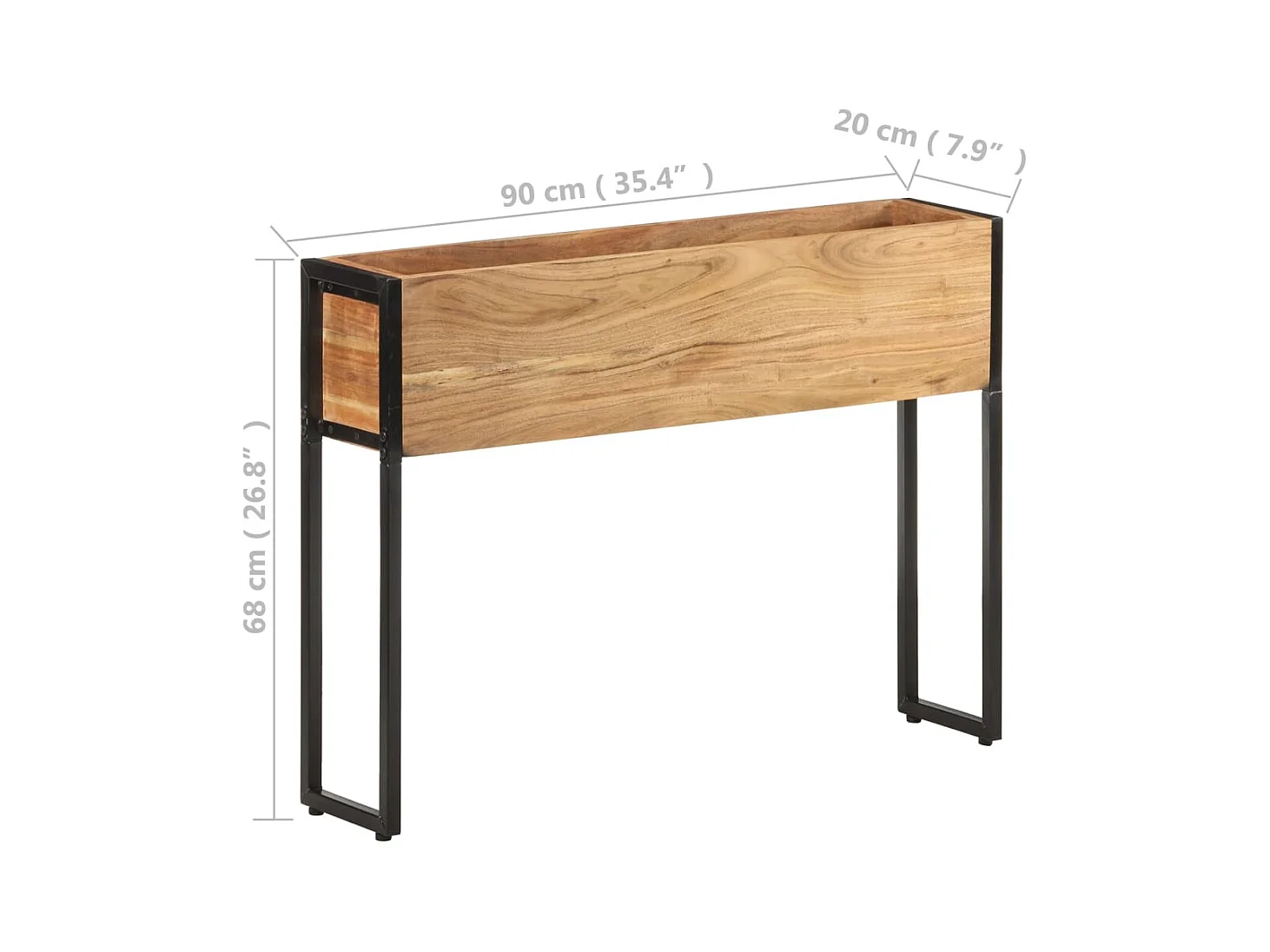 Fioriera 90x20x68 cm Legno massello di acacia