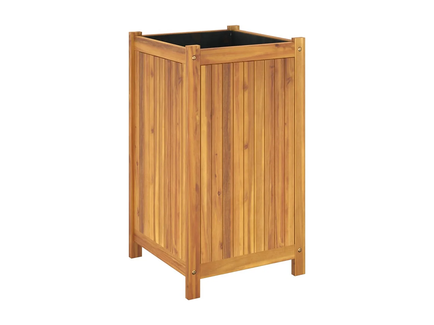 Jardinière avec doublure 42x42x75 cm bois massif d'acacia