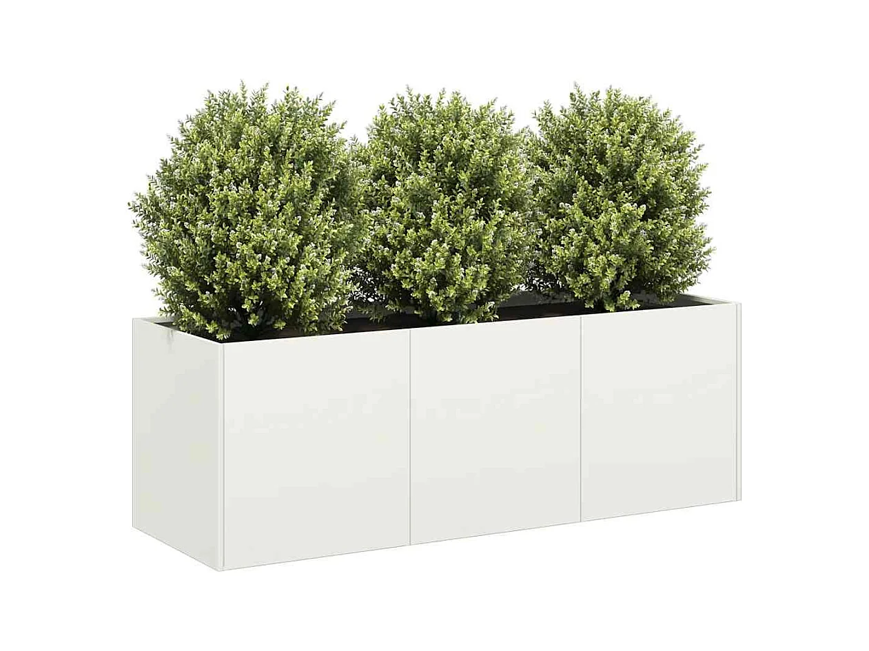 Jardinière blanc 120x40x40 cm acier laminé à froid