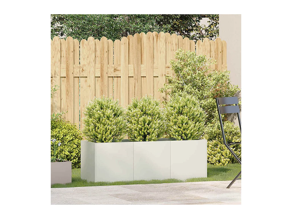 Jardinière blanc 120x40x40 cm acier laminé à froid