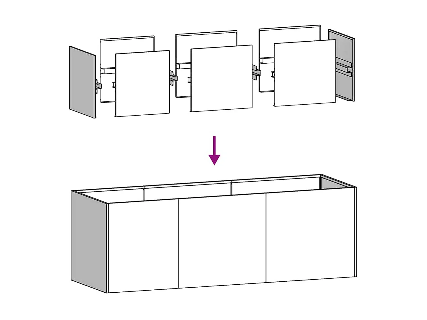 Jardinière blanc 120x40x40 cm acier laminé à froid