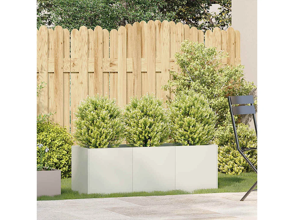 Jardinière blanc 120x40x40 cm acier laminé à froid