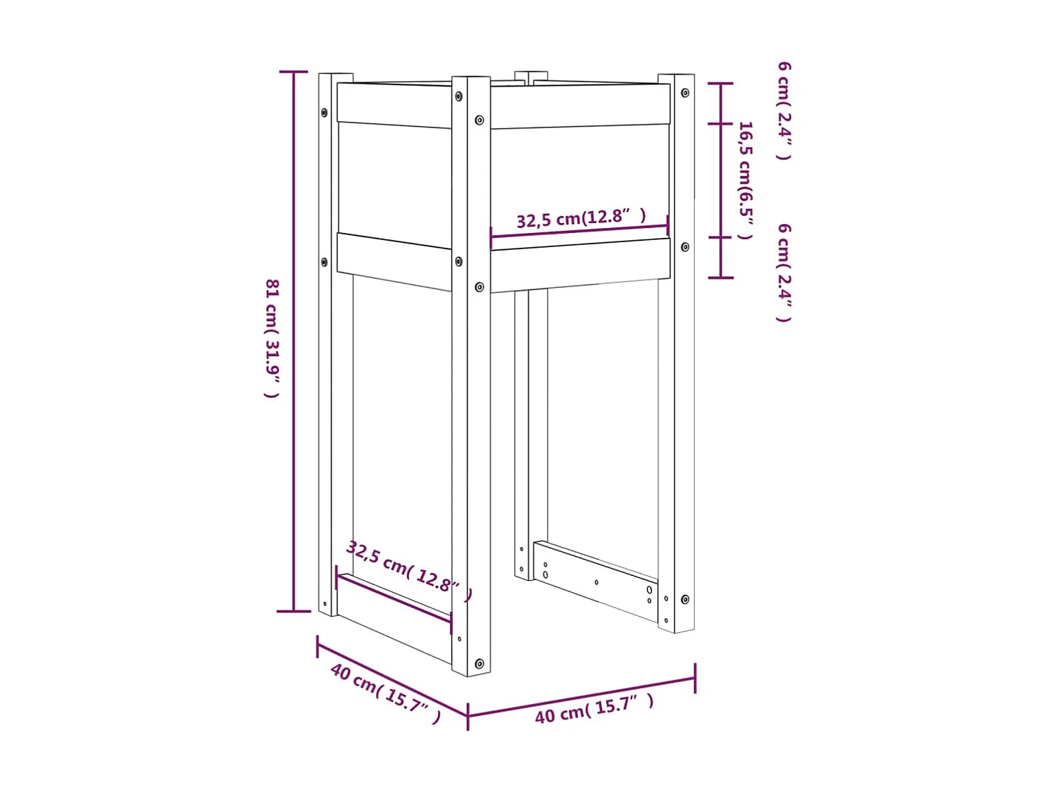 Jardinières 2 pcs Gris 40x40x81 cm Bois massif de pin