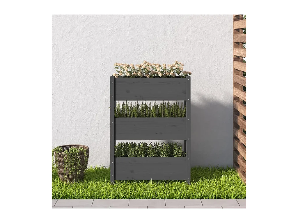 Jardinière Gris 77x25x104,5 cm Bois massif de pin