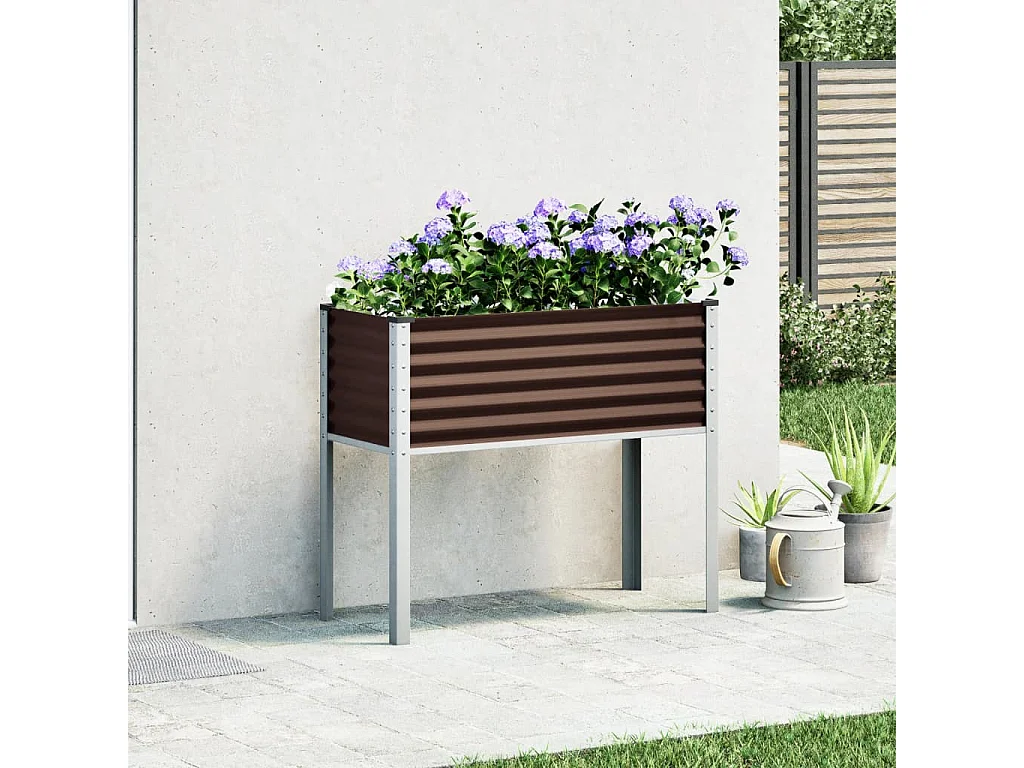 Bruine plantenbak 100x41x90 cm staal