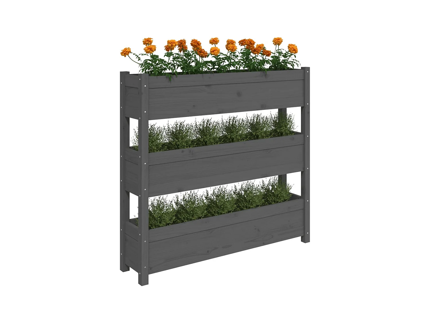 Jardinière Gris 112x25x104,5 cm Bois massif de pin