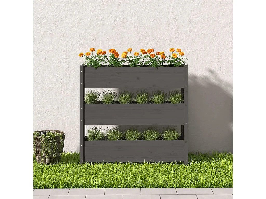 Jardinière Gris 112x25x104,5 cm Bois massif de pin