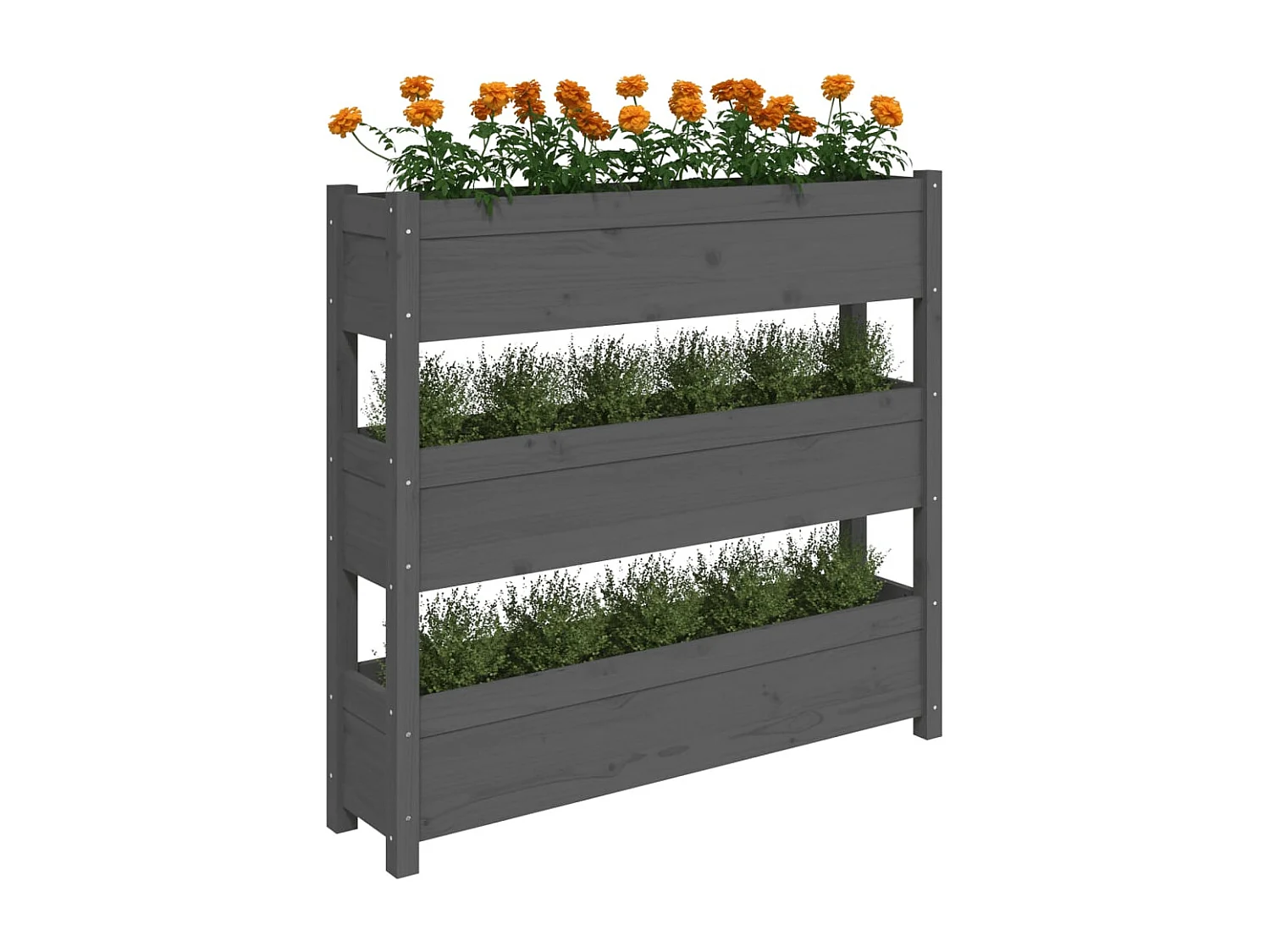 Jardinière Gris 112x25x104,5 cm Bois massif de pin